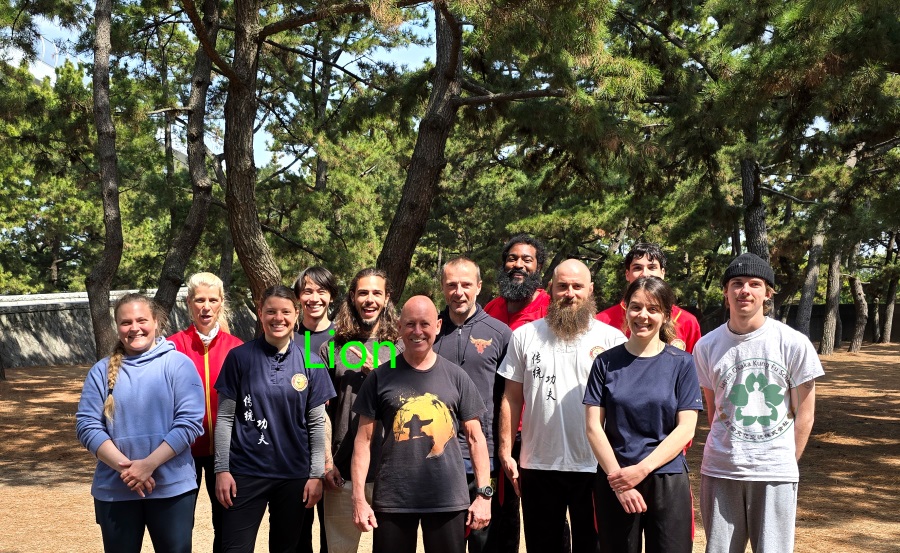 Group photo of international students during kung fu training in Japan at Japan Osaka Kung Fu School in Osaka