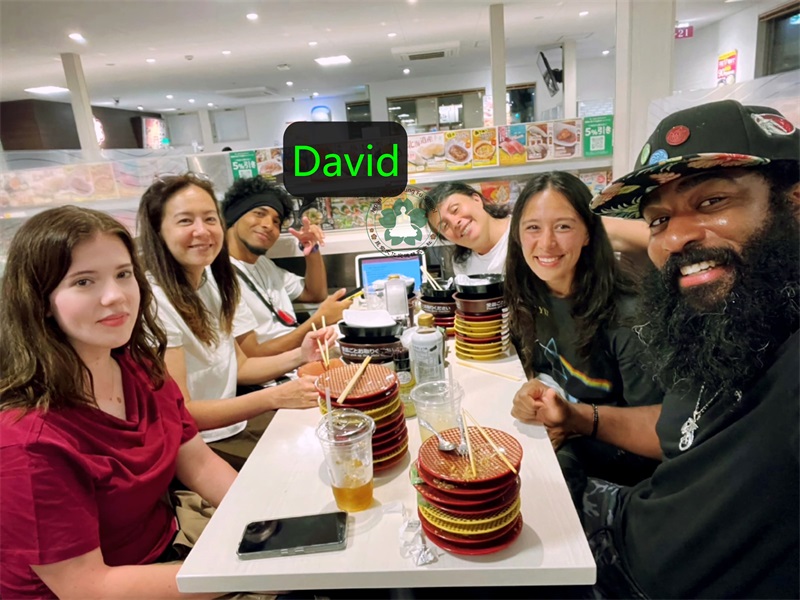 David Crespo enjoying dinner with international students at Japan Osaka Kung Fu School in Osaka Japan /></p><p style=